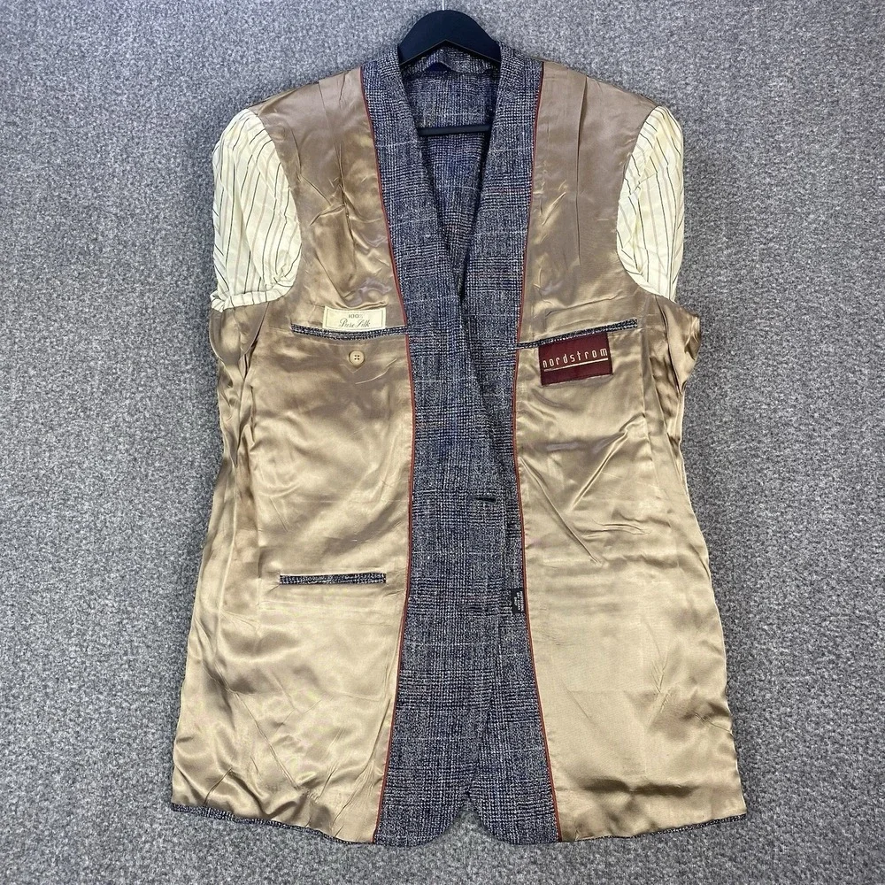 VINTAGE‎ NORDSTROM Mens Silk Blazer Sport Coat Casual Jacket Size 42R Suit USA